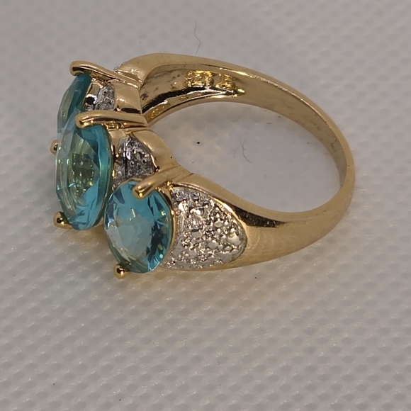 NWOT Designer Ross Simons Carribbean Tourmaline And Diamond Ring - Picture 5 of 11